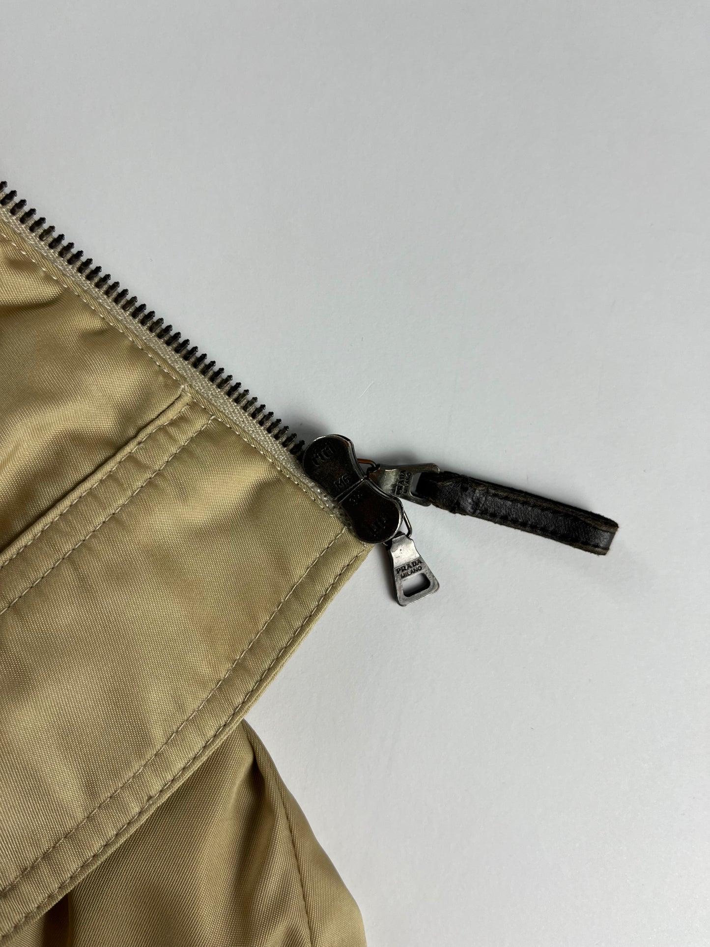Prada Camel Nylon Moto Jacket 2000s - L
