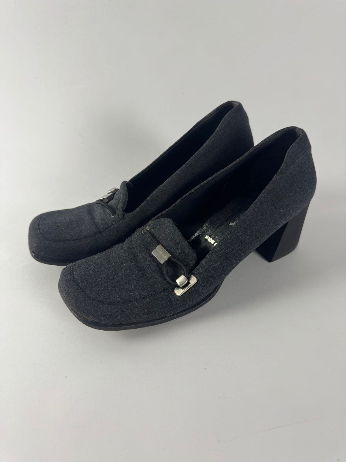 Prada Shadow Grey Block Loafers Heel Pumps FW 1999 - 39 IT/40 EU