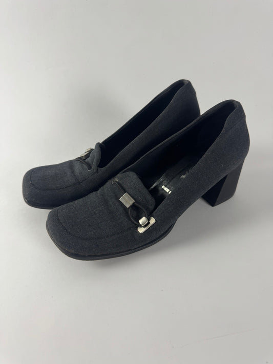 Prada Shadow Grey Block Loafers Heel Pumps FW 1999 - 39 IT/40 EU
