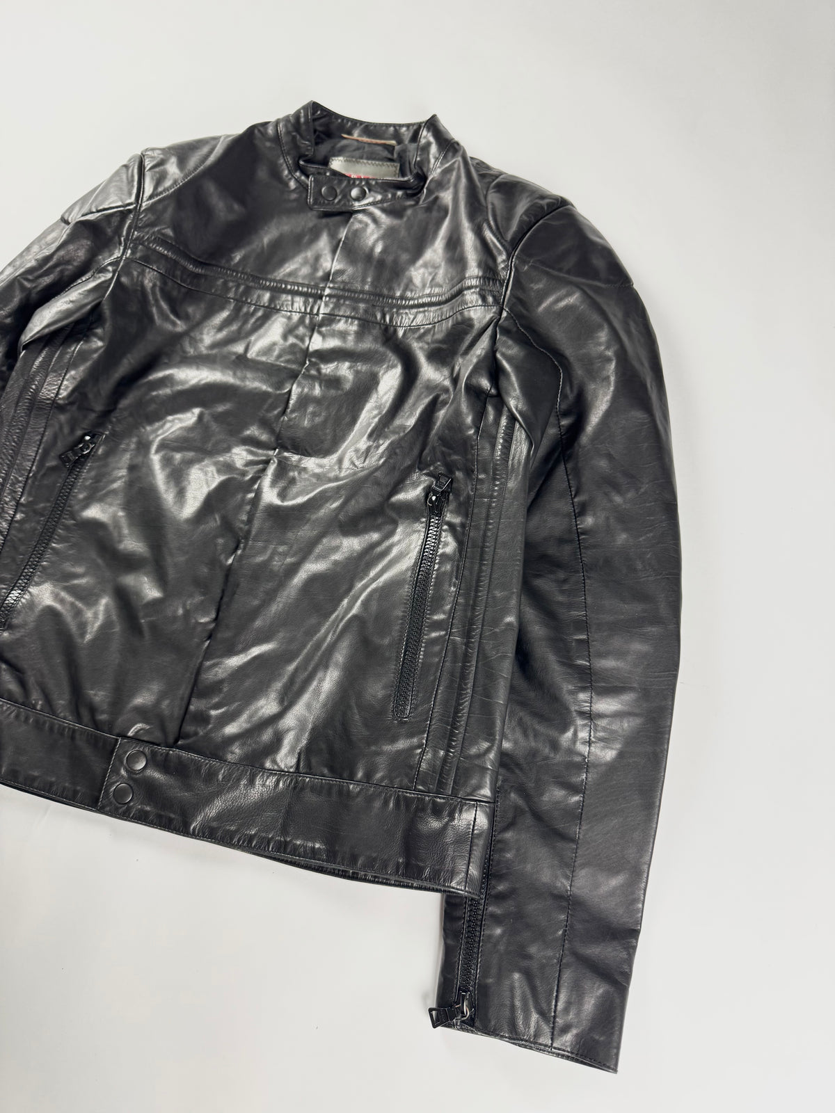 Prada Milano Black Leather Motorcycle Jacket FW 2007 - M