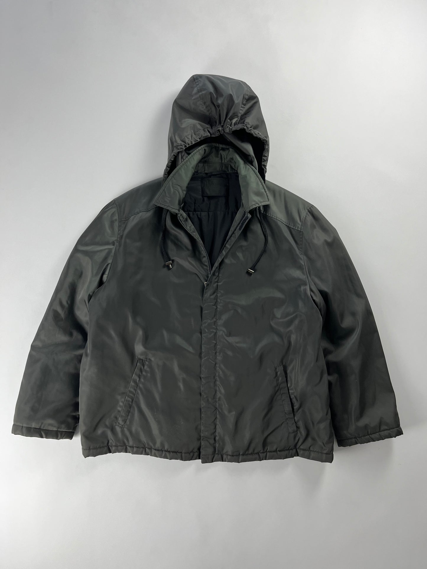 Prada khaki Convertible Hood Strapped Nylon Jacket FW 1998 - L