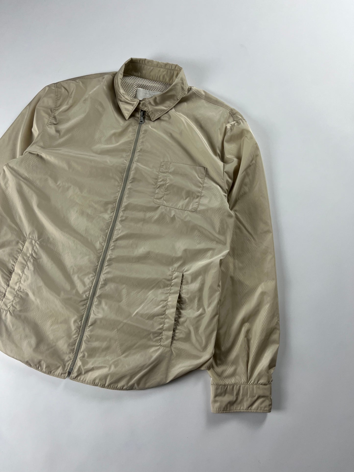 Prada Cream Inside Mesh Versatile Zip Up Light Jacket SS 1998 - S