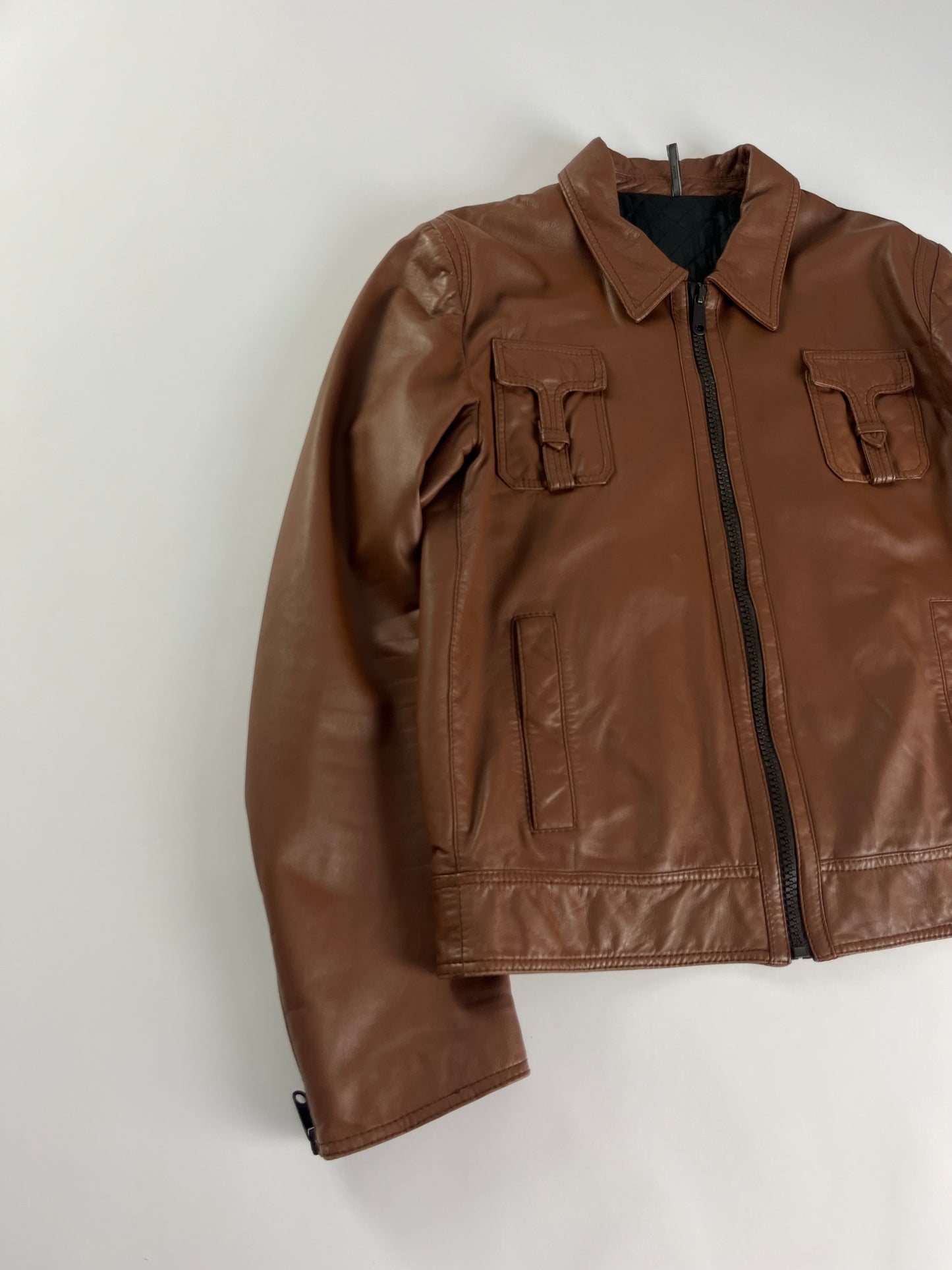 Dior Homme T-Pocket Brown Leather Jacket FW 2005 - L