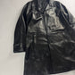 Prada Pure Black Buttoned Minimalist Leather Long Coat FW 2001 - L