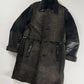 Louis Vuitton Sample Charcoal Shearling Cloude Sleeve Midi Black Collar Leather Tab Pocket Coat FW 2011 - M