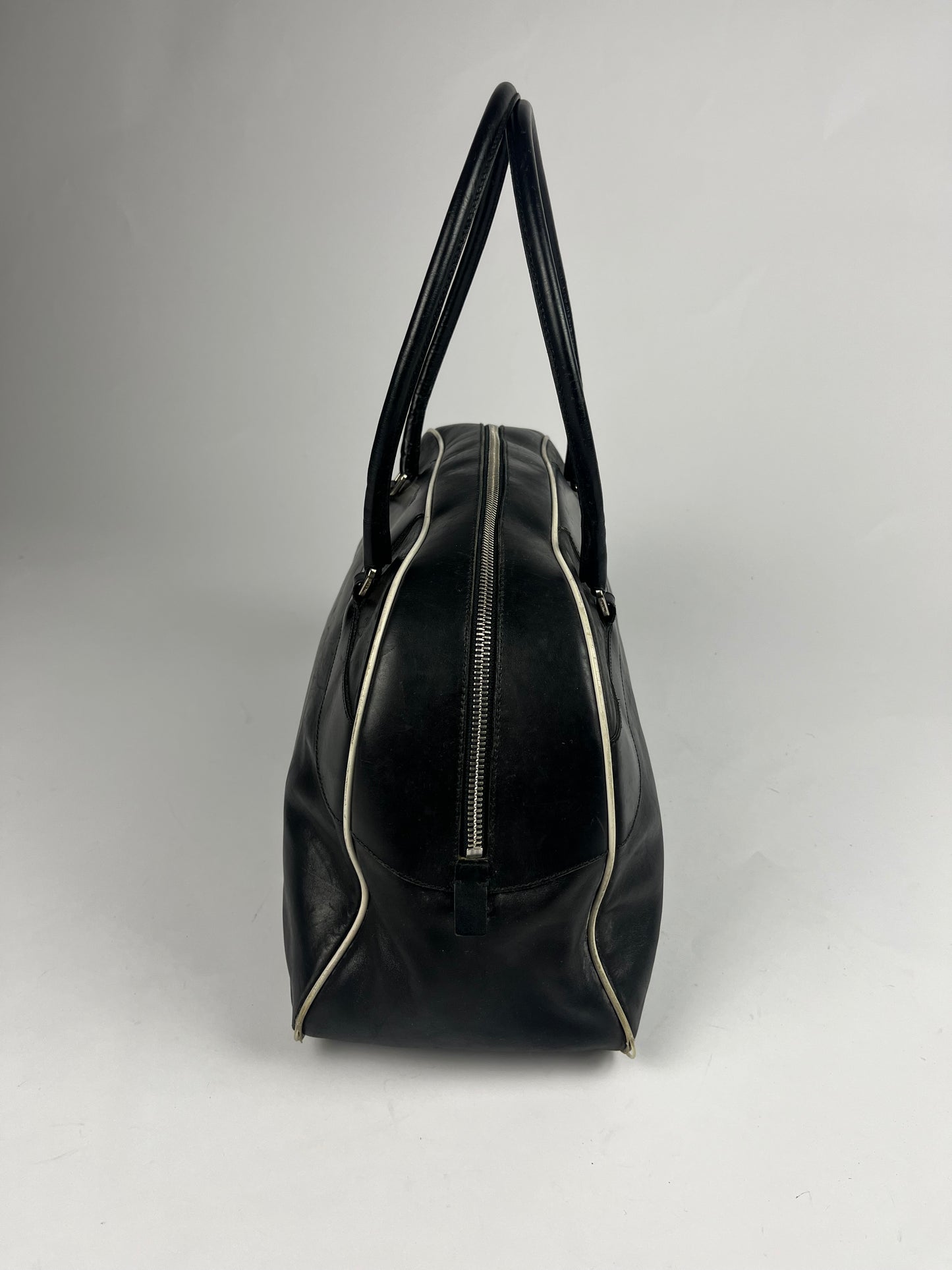 Prada Black Leather Bowling Bag FW 2000 - OS