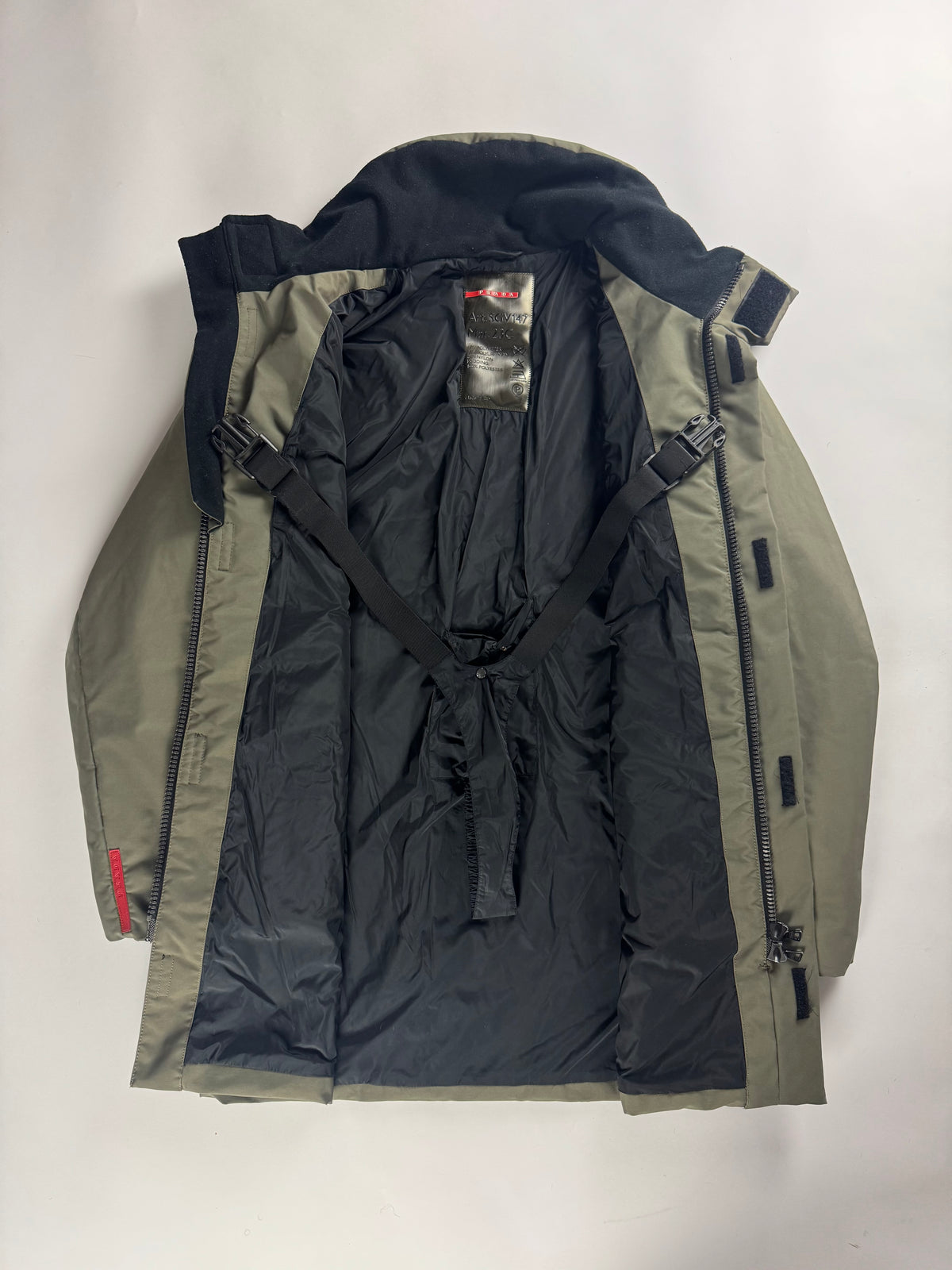 Prada Linea Rossa Khaki Nylon Technical Parka Jacket FW 1999 - M