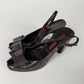 Miu Miu Aubergine Crocodile Embossed Leather Peep Toe Slingback Block Heel Pumps 2000s - 38,5 IT/39 EU
