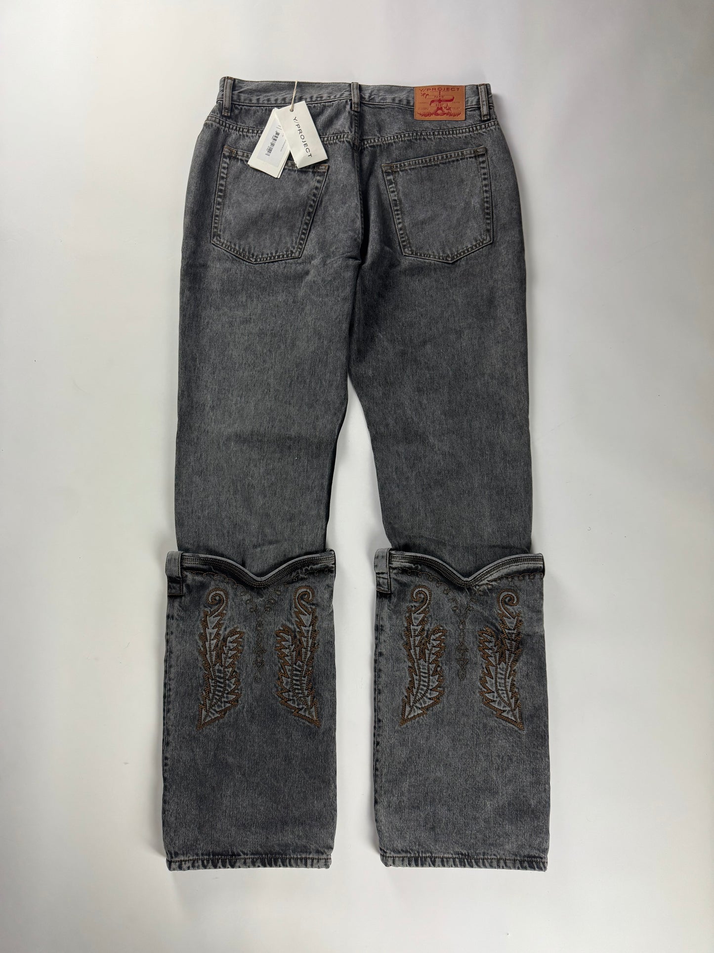 Y/Project Mini Cowboy Cuff Grey Denim Pants SS 2023 - 33 US