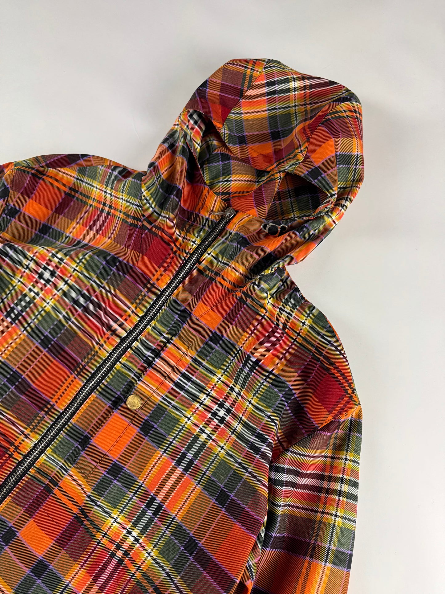 Hermès Sample Zip Up Plaid Tech Hooded Parka Jacket FW 2021 - M