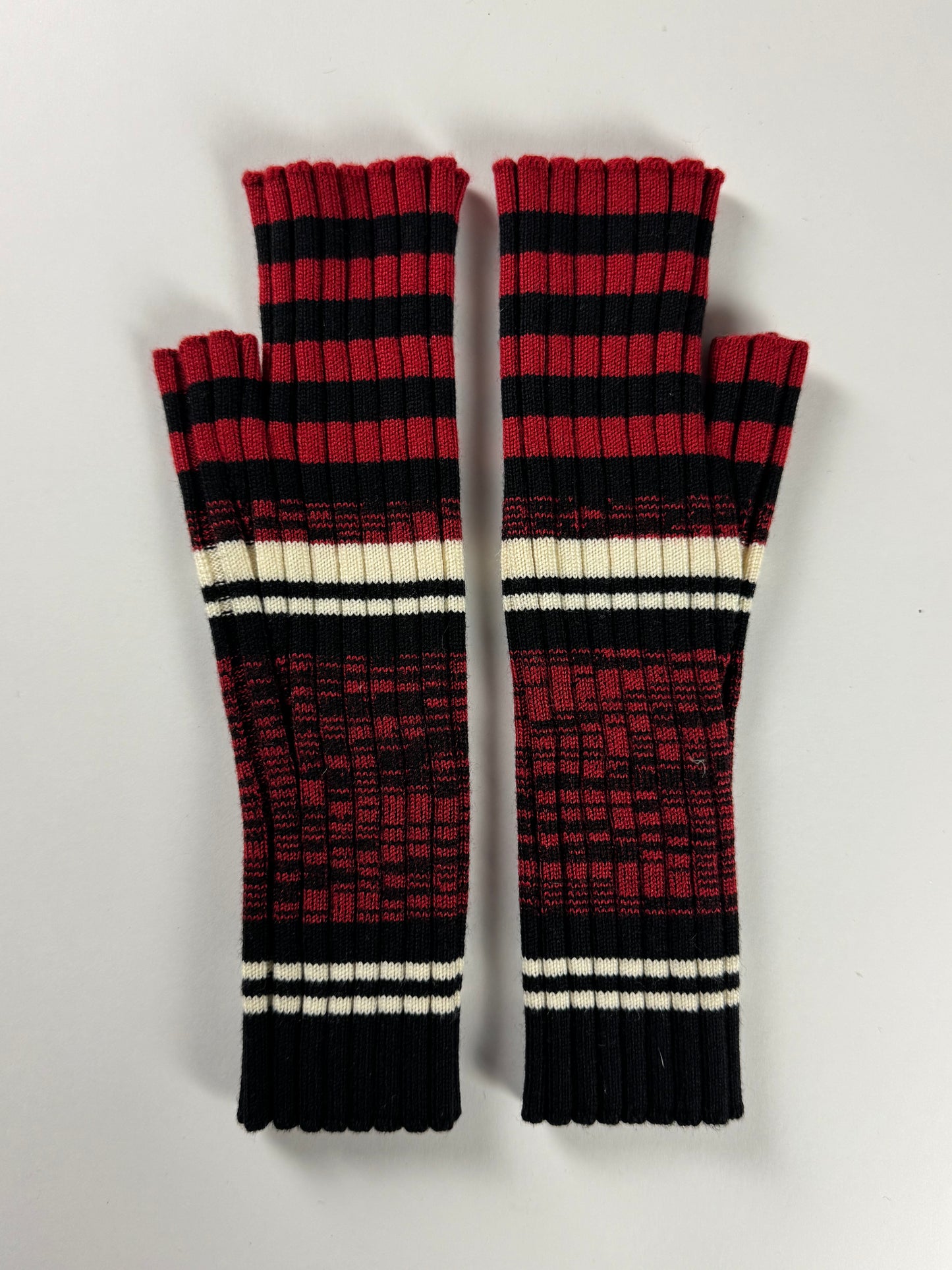 Dior Homme Sample Premium Virgin Wool Red & Brown Hand Warmer Glove Set 2020s - OS
