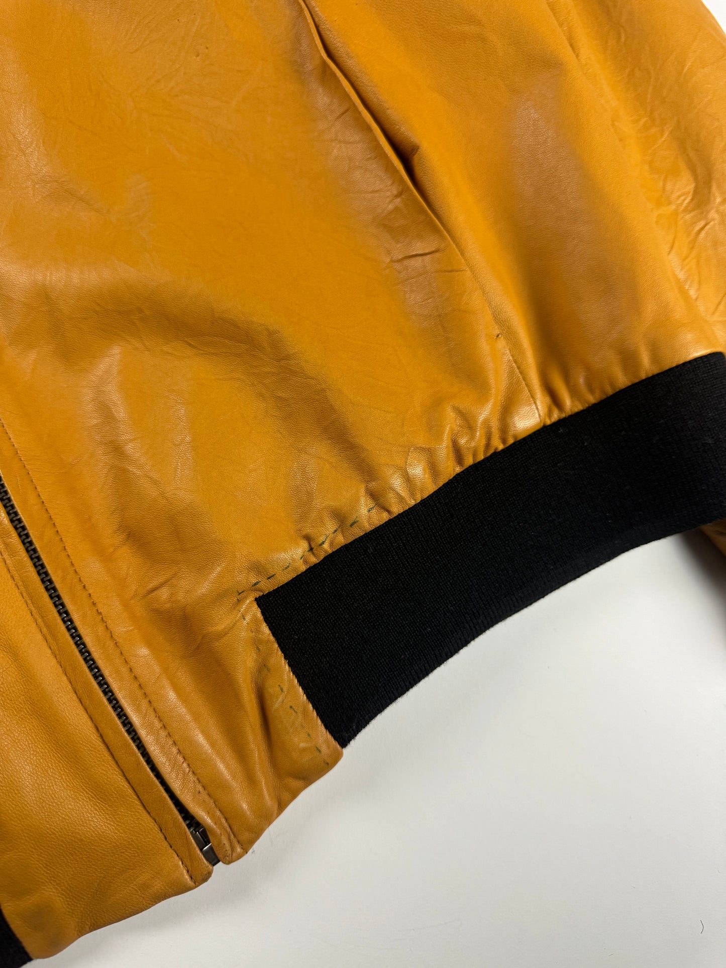 Maison Martin Margiela Unfinished Sample Removable Scarf Leather Jacket 2010s - S