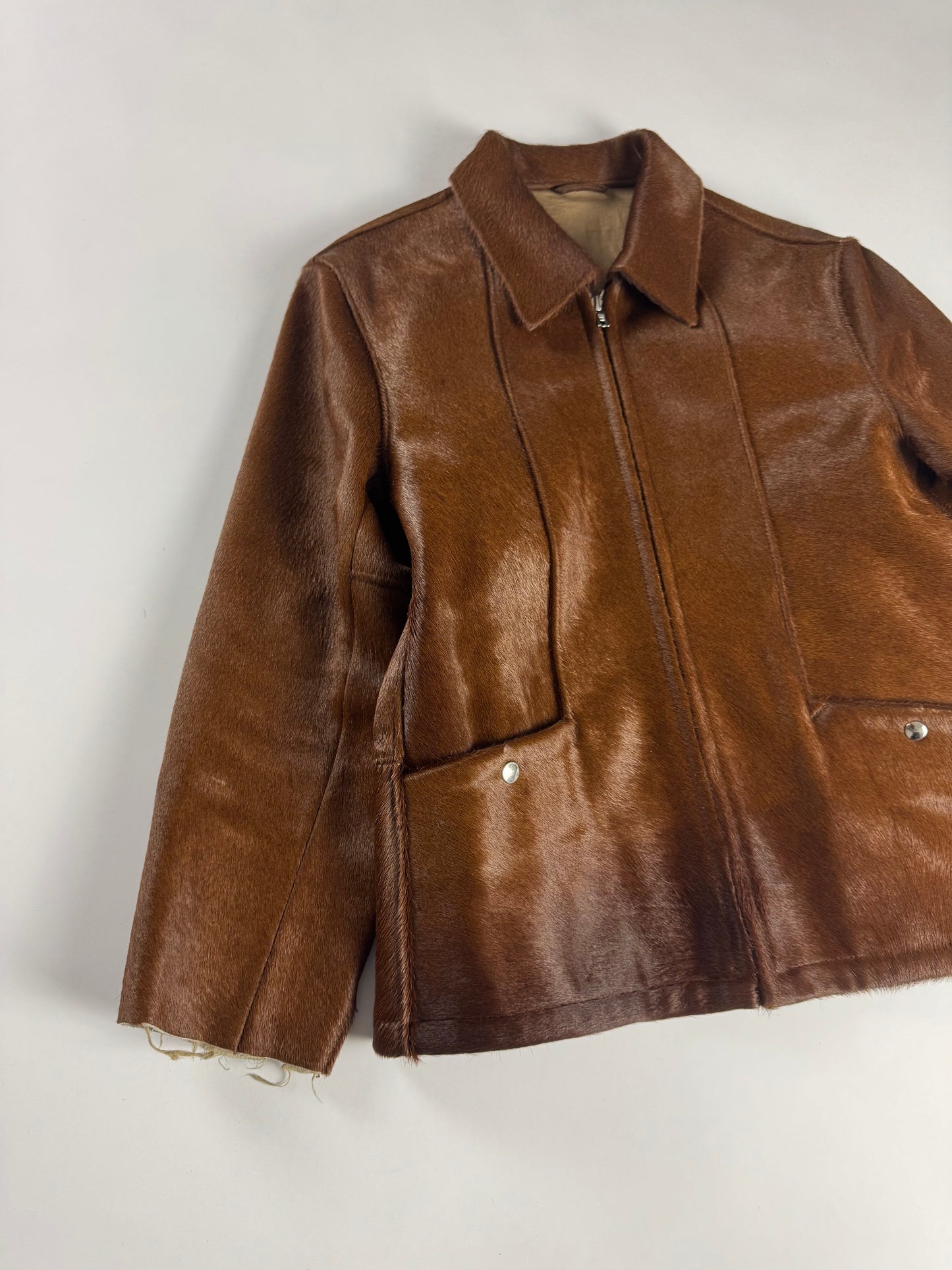 Our Legacy Raw Edges Brown Pony Hair Leather Jacket FW 2013 - S