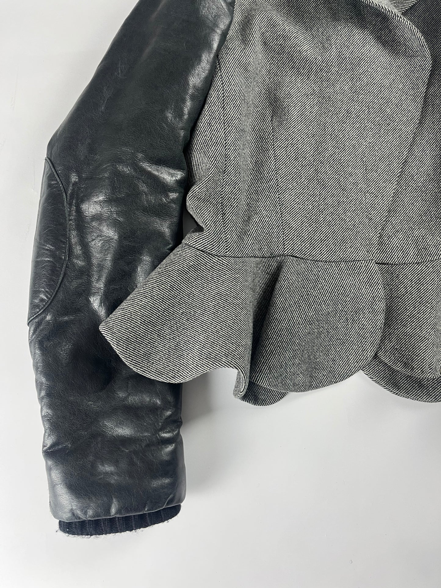 Balenciaga Leather Sleeves Peplum Jacket FW 2002 - S