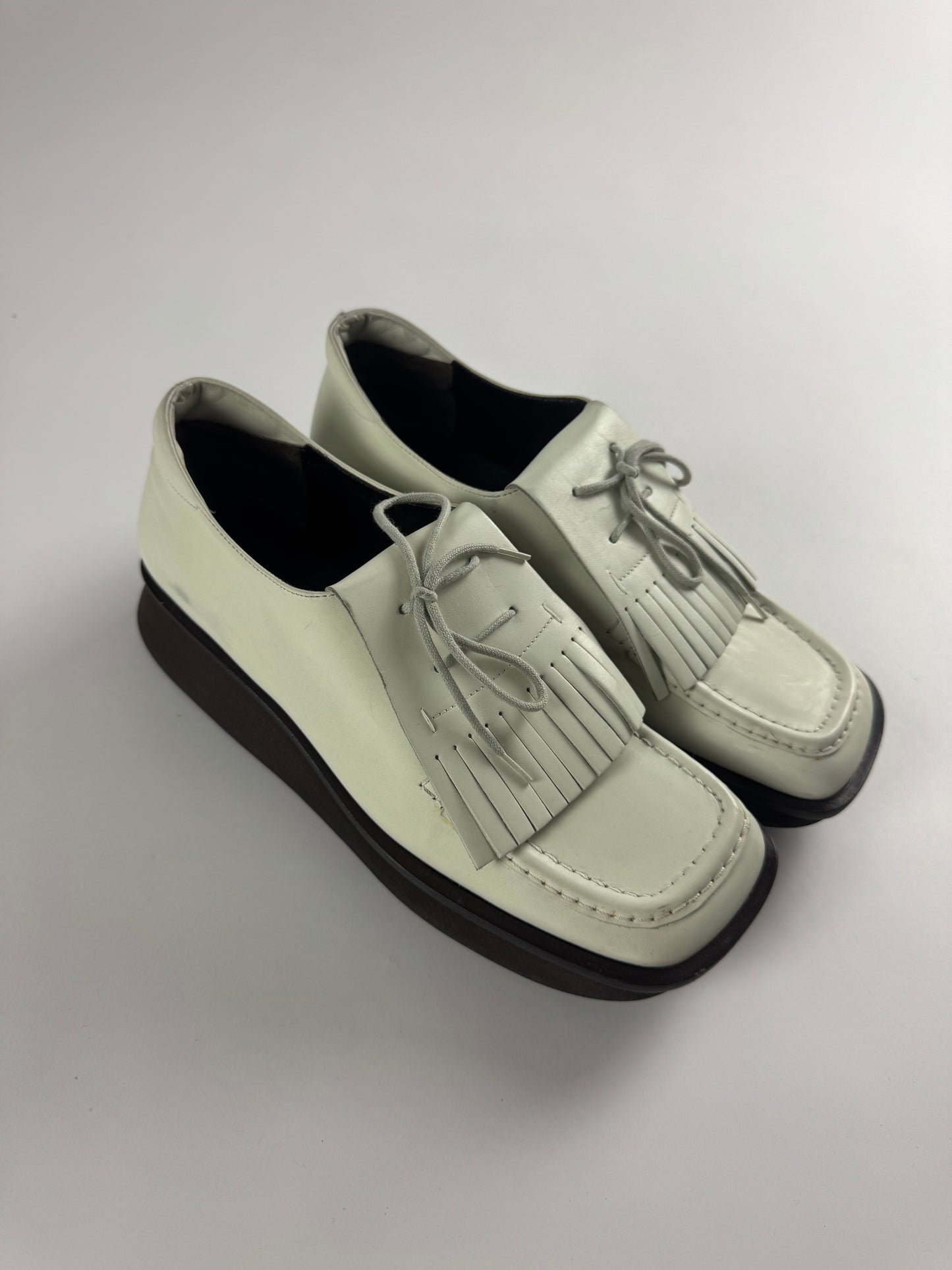 Prada White Platform Loafers Shoes SS 1999 - 38 IT/39 EU