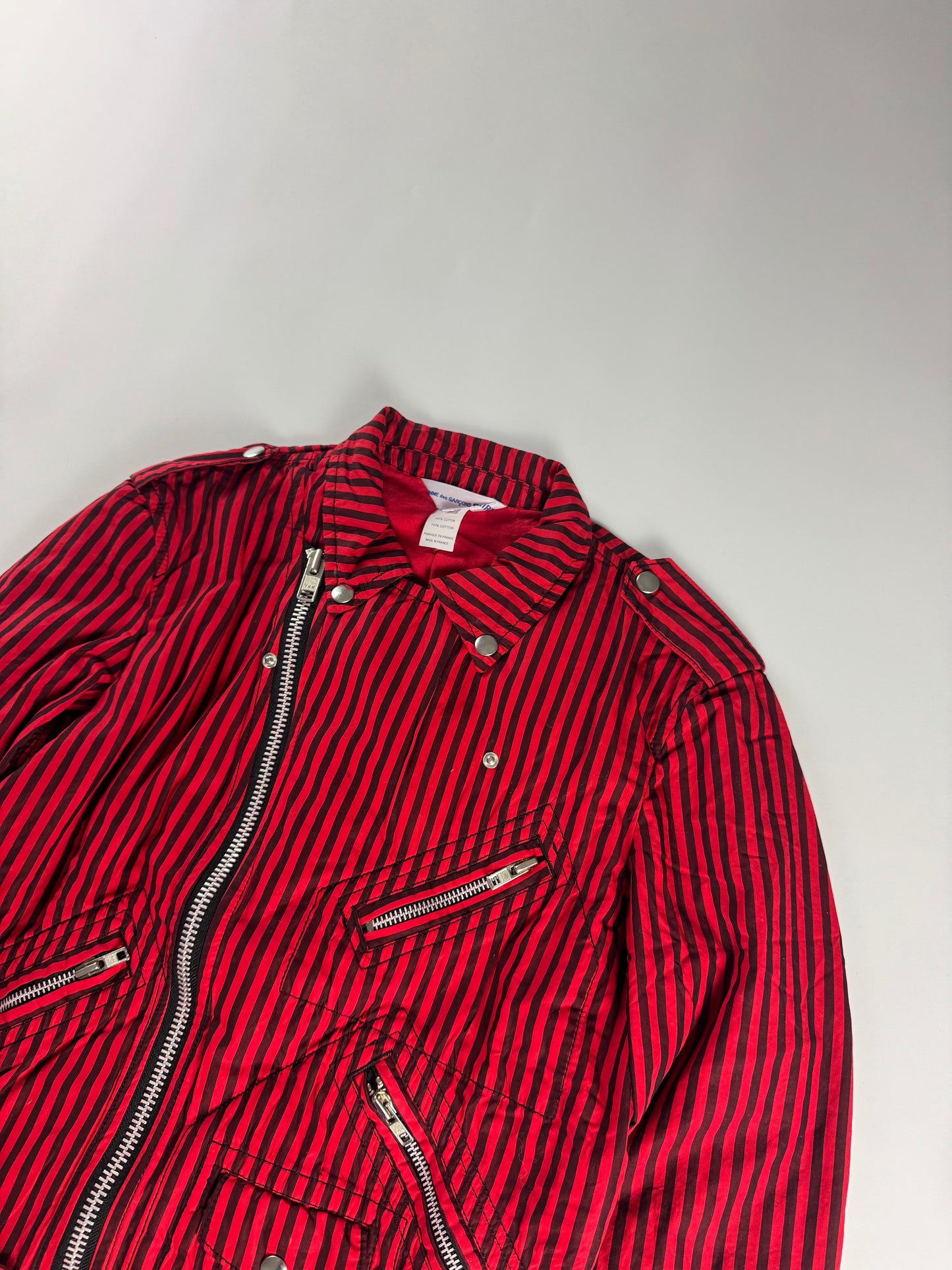 Comme Des Garçons Shirt Red Stripes Rider Jacket SS 2022 - M