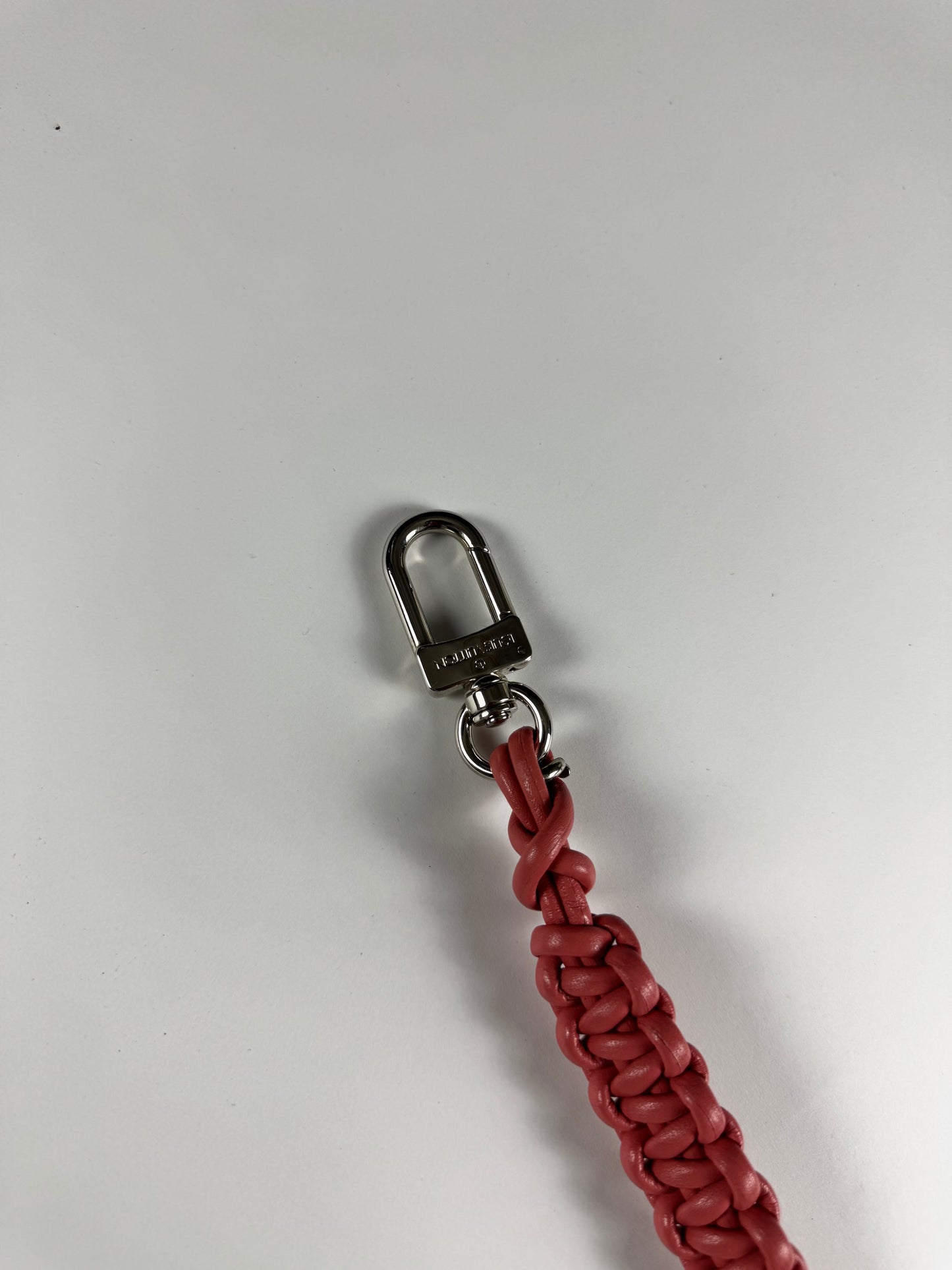Louis Vuitton Kim Jones Braided Leather Key Holder Strap Pink Rose Silver Hardware 2010s - OS