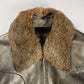 Louis Vuitton Metallic Bronze Leather Fur Collar Gold Hardware Ribbed Trim Bomber Jacket FW 2008 - S