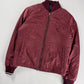 Prada Burgundy Nylon Striped Knit Cuffs Zip Front Bomber Jacket 2010s - M