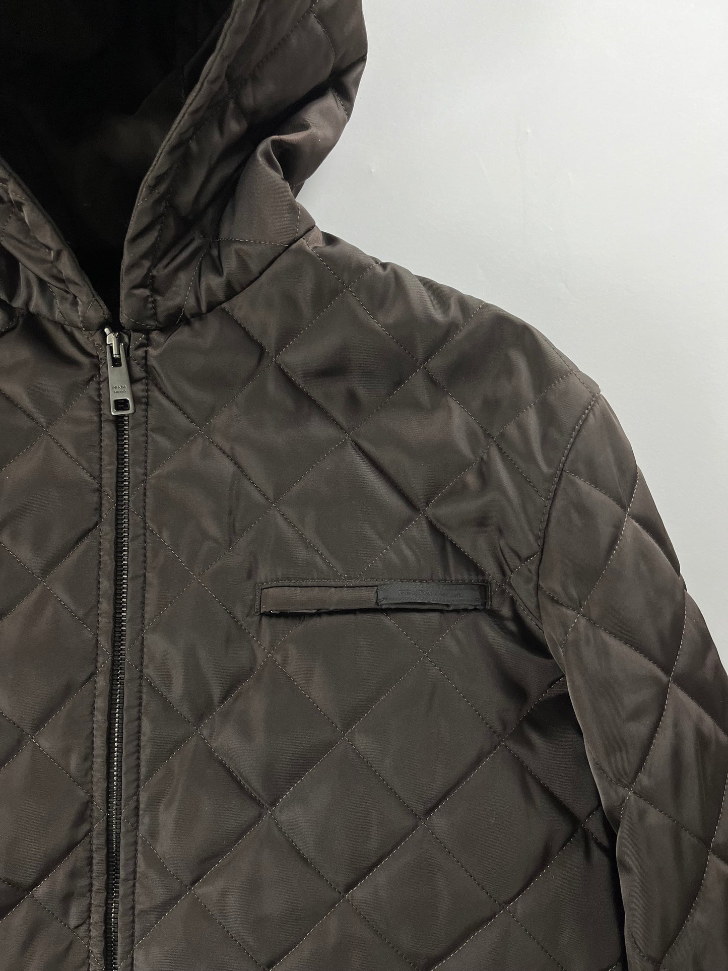 Prada Brown Quilted Hooded Jacket FW 2014 - M