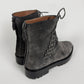 Alaïa Grey Suede Gunmetal Eyelets Asymmetrical Lace Up Lug Sole Back Zip Combat Boots 2010s - 40,5 EU