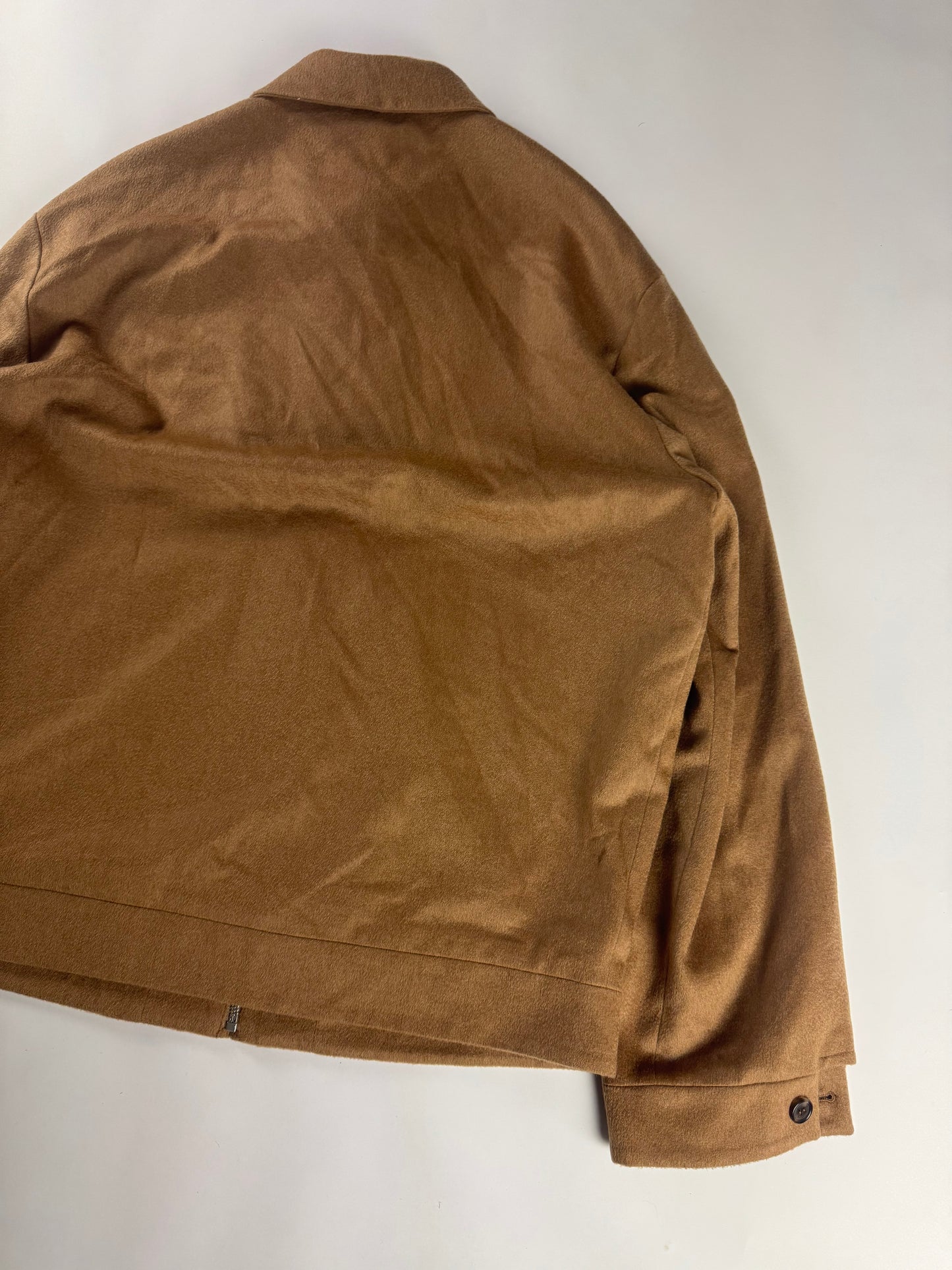 Prada Brown Camel Hair Triangle Logo Classic Jacket FW 2023 - L