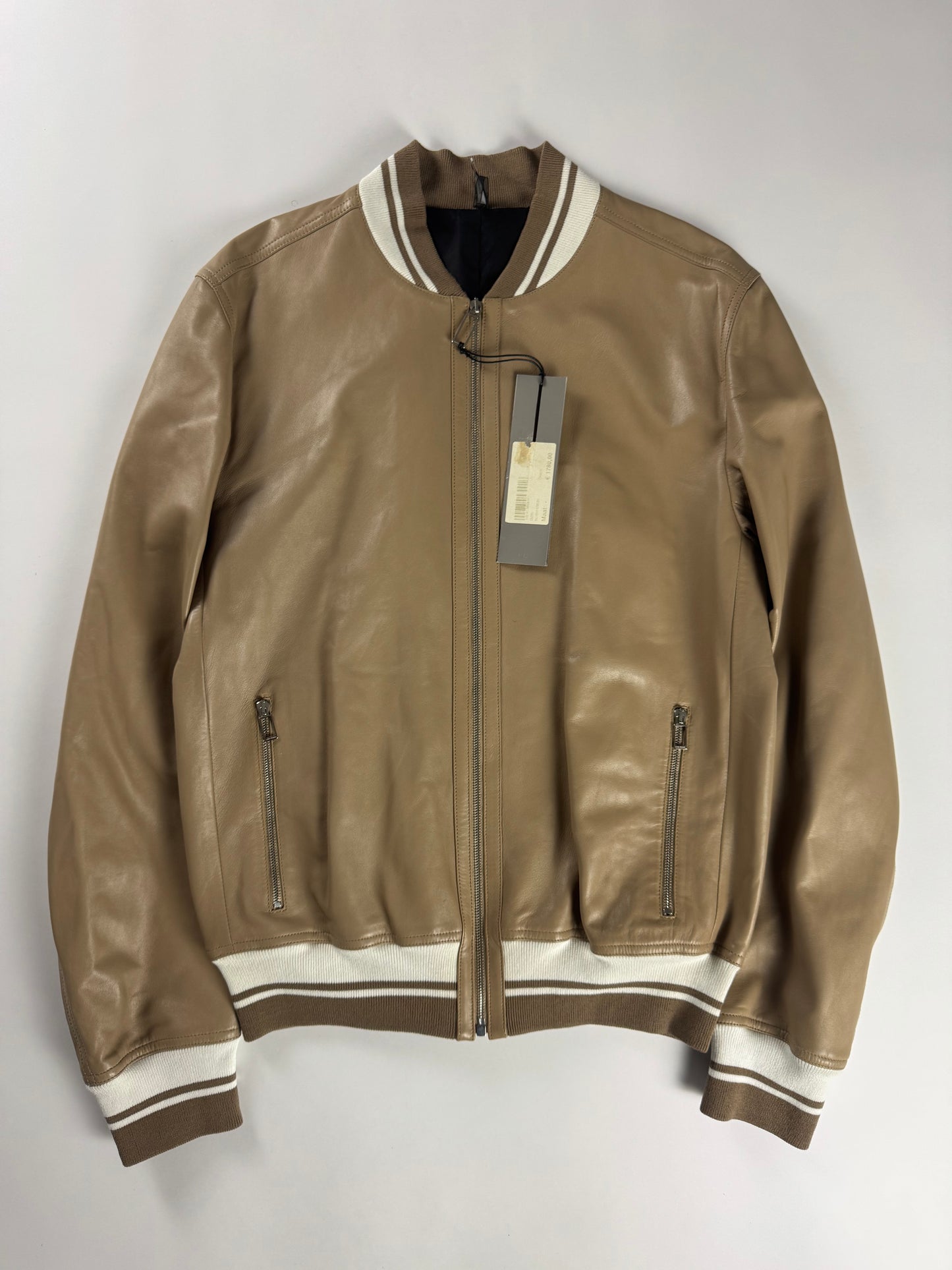Dior Homme Camel Leather Bomber Varsity Jacket SS 2010 - L