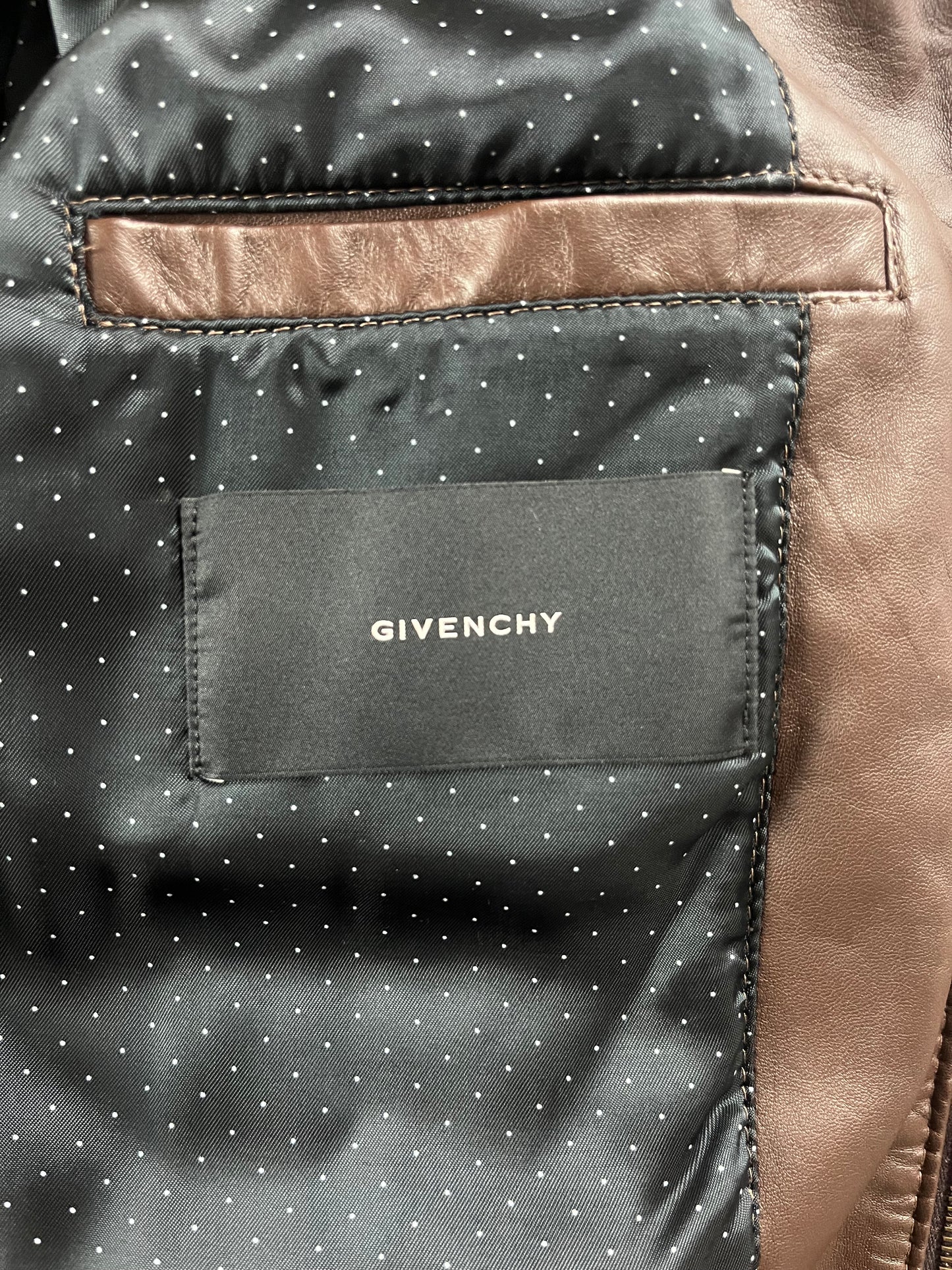 Givenchy Brown Leather Removable Collar Bomber Jacket FW 2006 - L