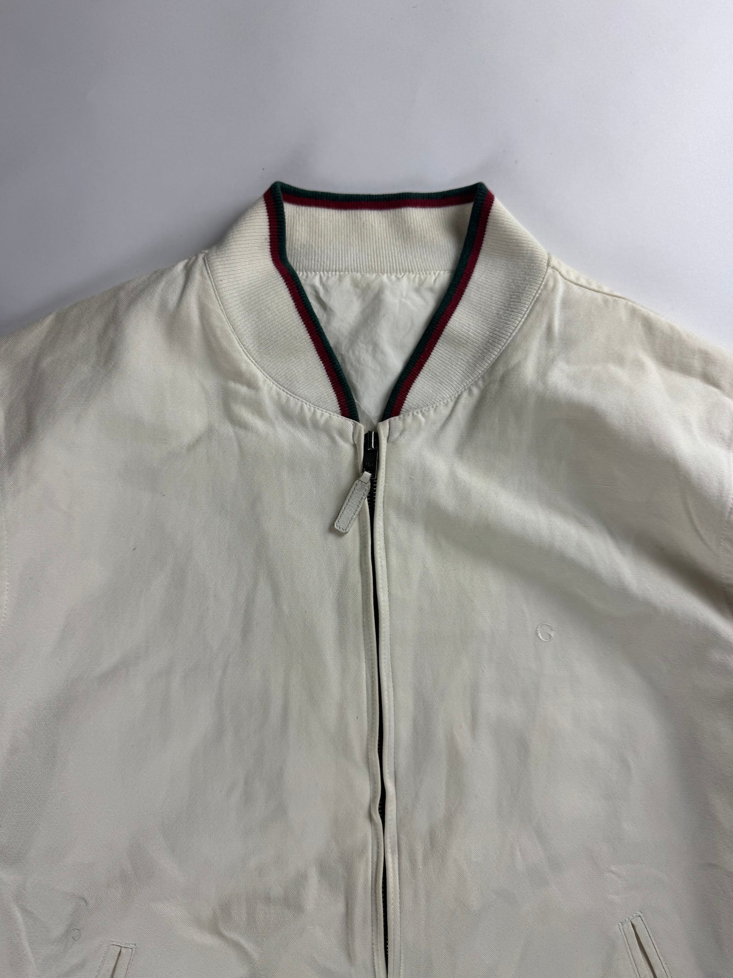 Gucci White Cotton OG Colors Bomber Jacket 2000s - M