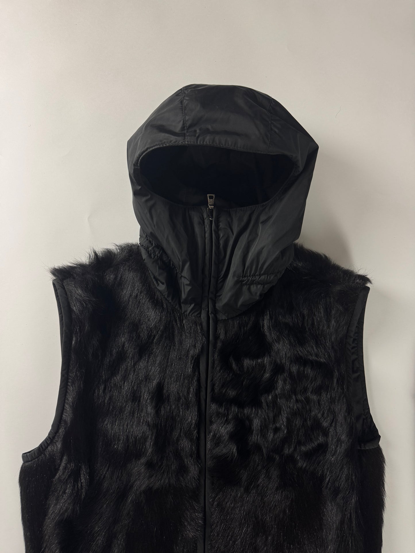 Prada Linea Rossa Convertible Sleeve Dyed Kid Fur Hooded Coat FW 1999 - S