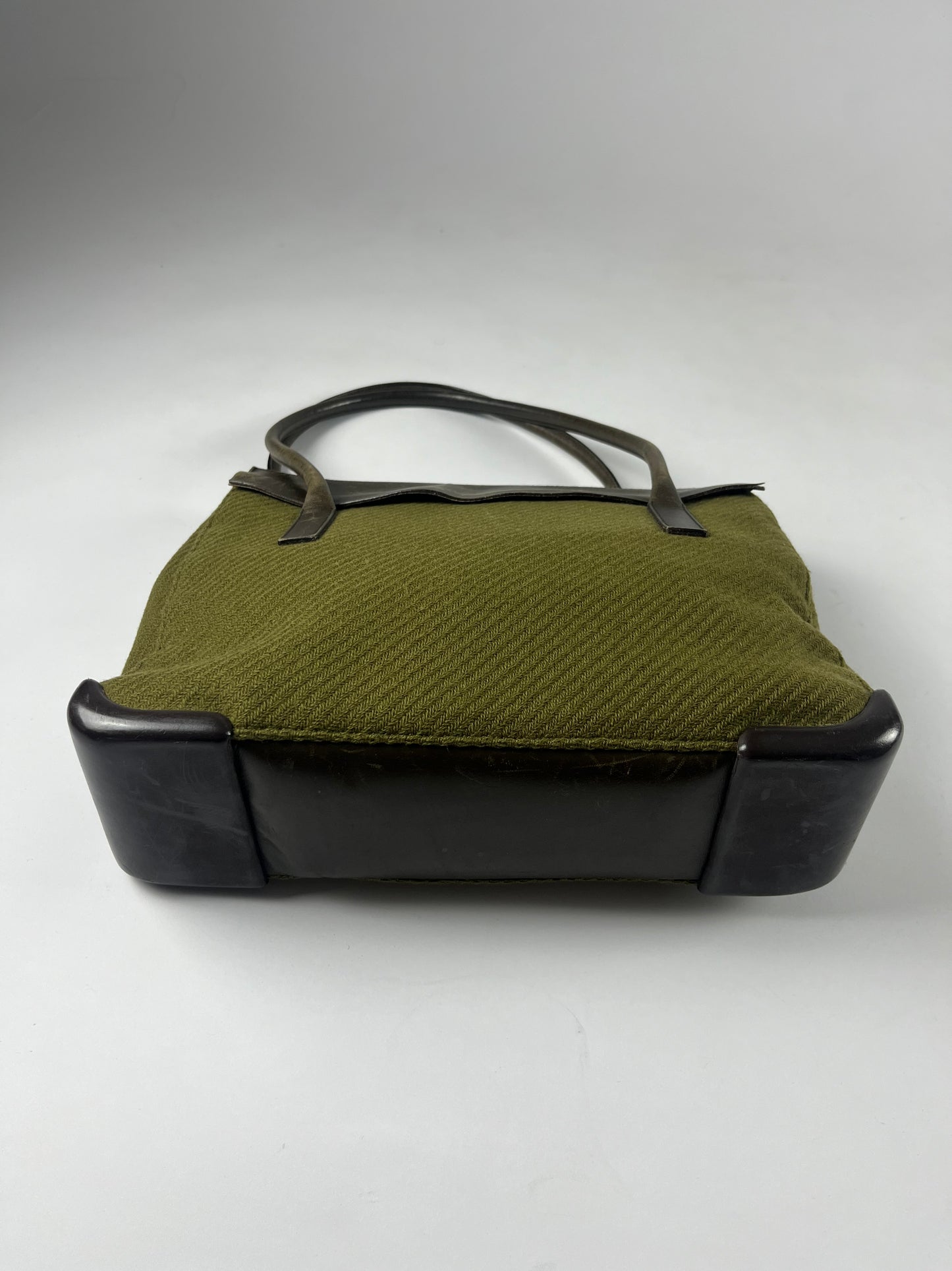 Prada Leather Khaki Tweed Bag FW 1999 - OS
