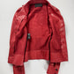 Prada Red Leather Minimalist Buttoned Jacket FW 2000 - XS