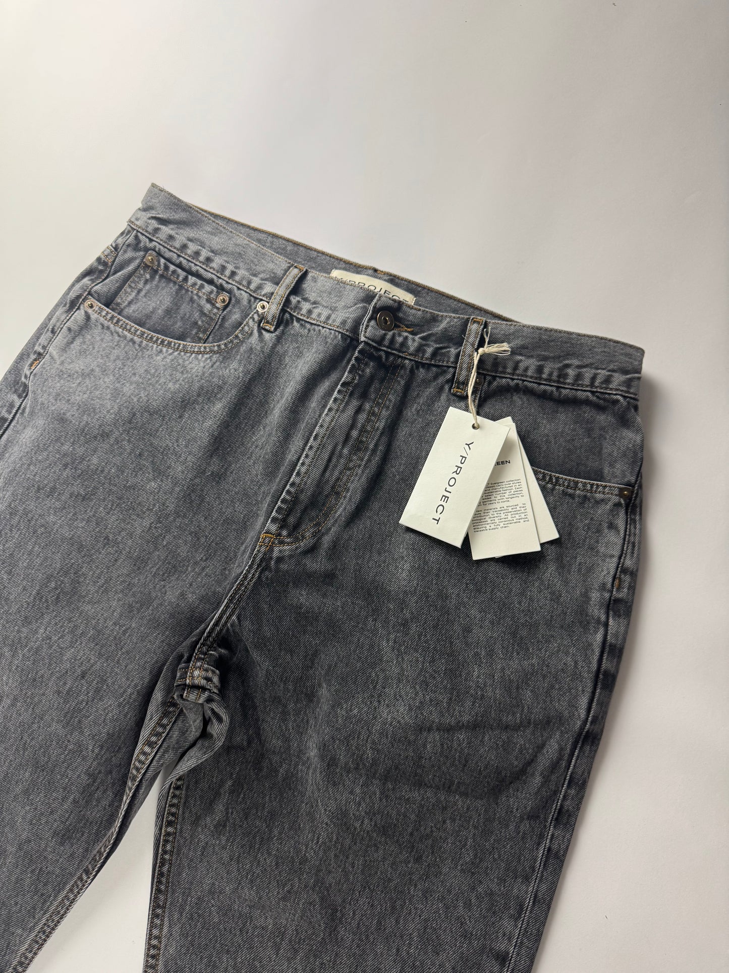 Y/Project Mini Cowboy Cuff Grey Denim Pants SS 2023 - 33 US
