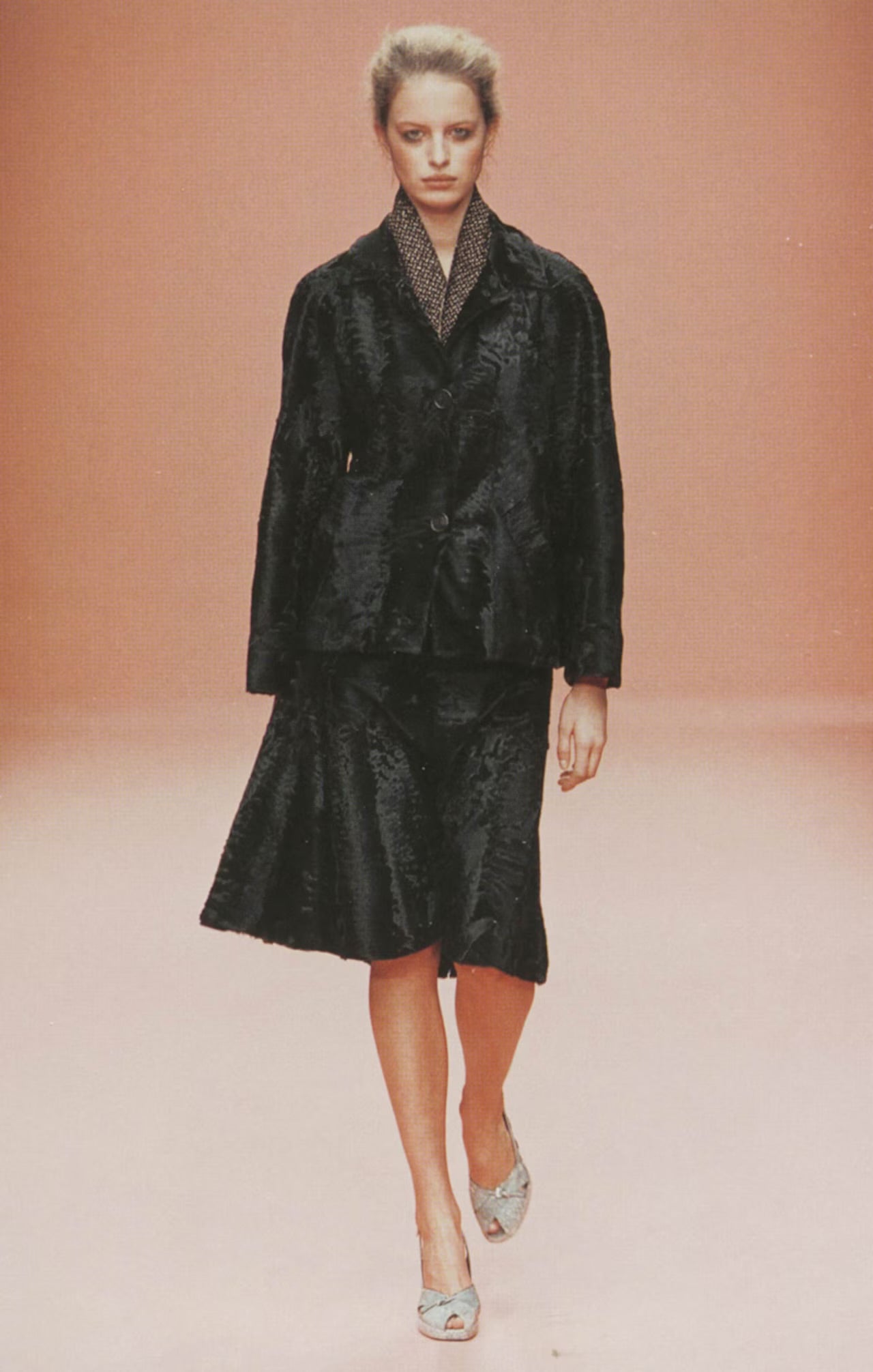 Prada Night Navy Astrakhan Fur Tailored Jacket FW 2000 - S