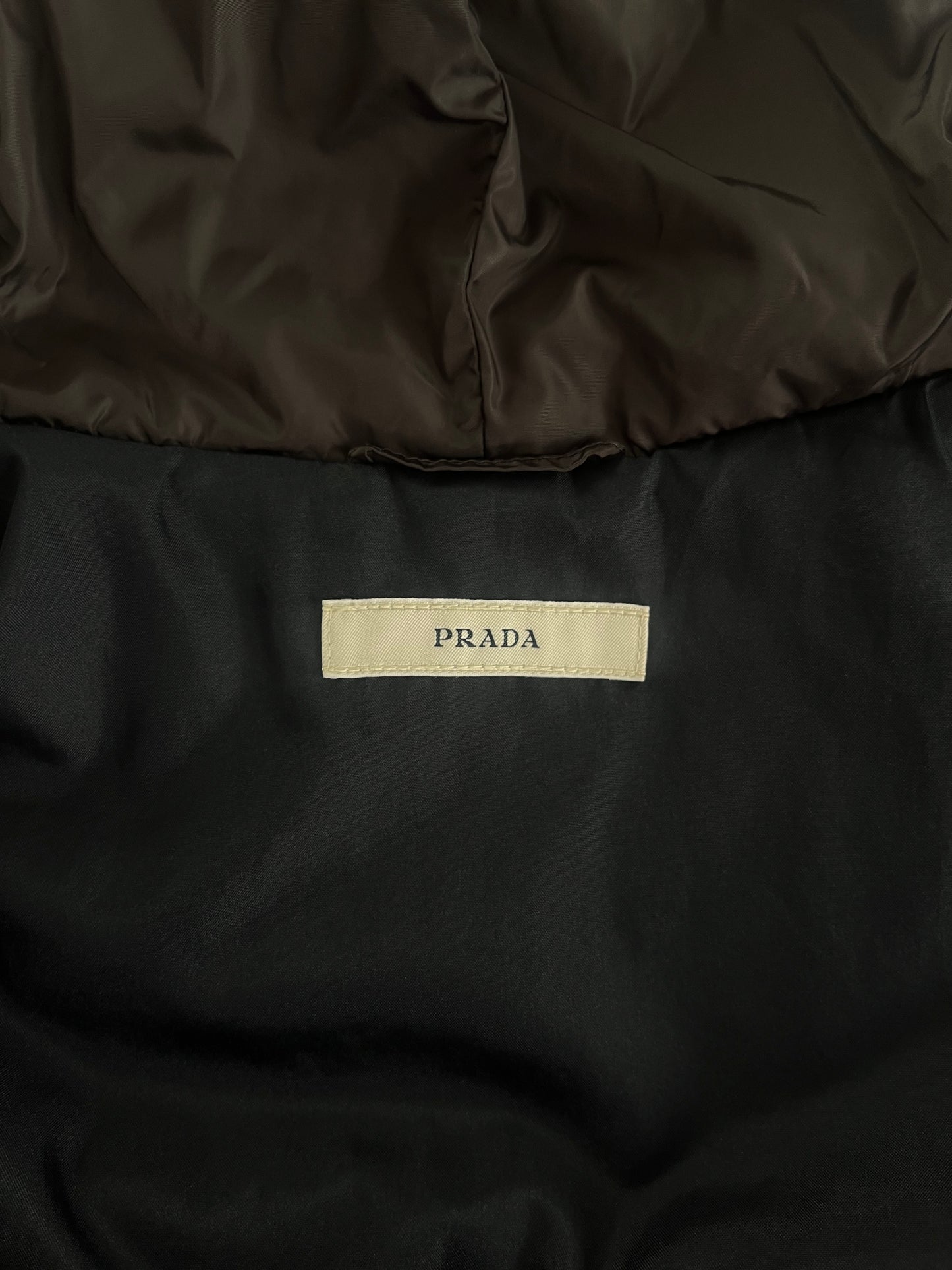 Prada Brown Nylon Double Zip Long Hooded Jacket 2000s - S