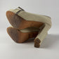 Jean Paul Gaultier Cream Suede Zipper Peep Toe Platform Block Heels - 36 EU