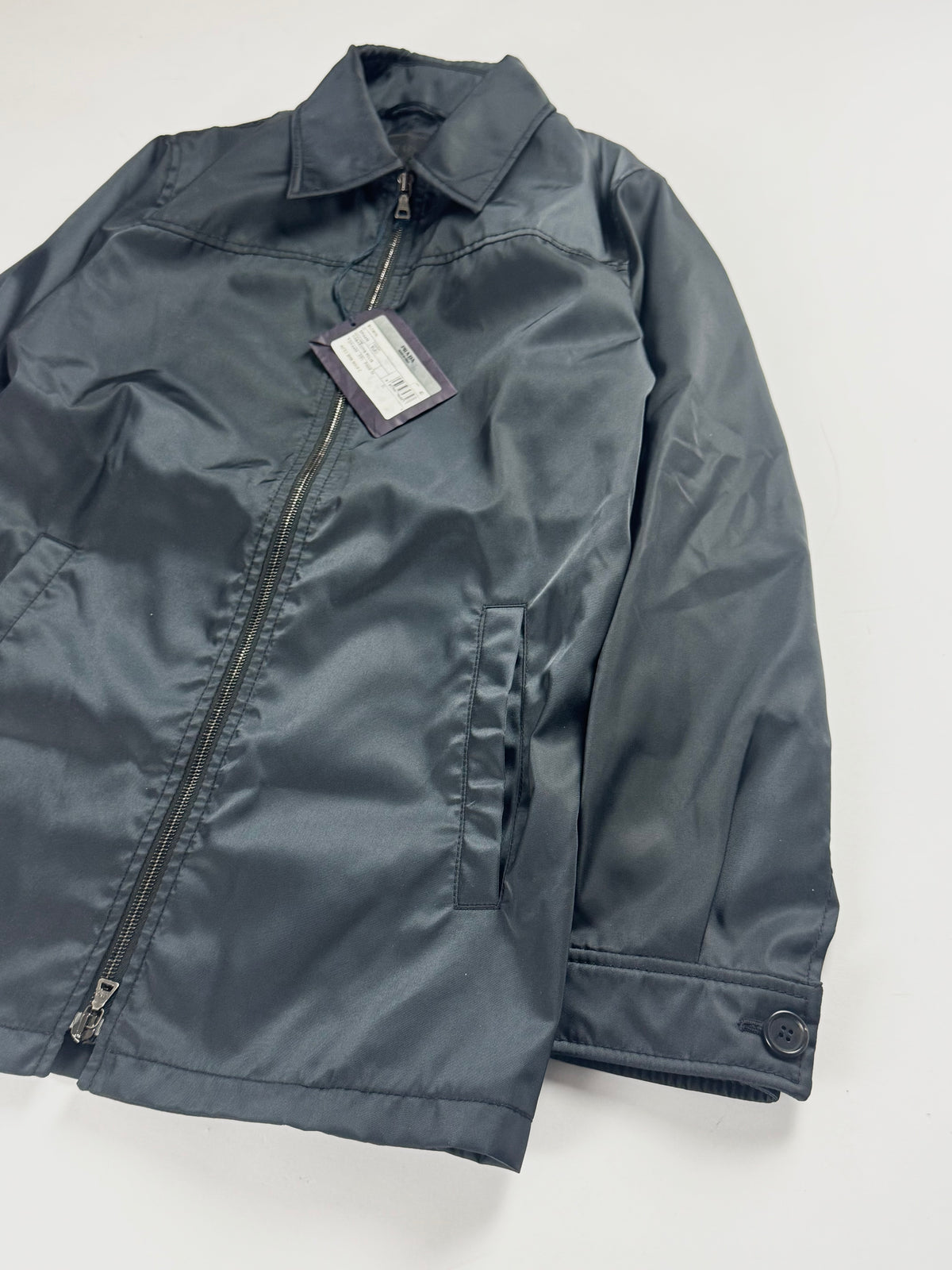 Prada Navy Double Zip Officer Minimalist Trucker Jacket SS 2008 - XS