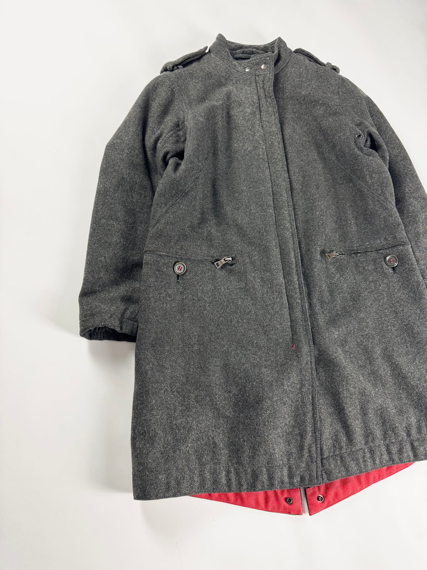 Prada Grey Wool Military Epaulettes Coat FW 1999 - S