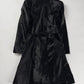 Givenchy Black Ponyhair Calf Hair Double Breasted Flared Midi Coat 2010s - S