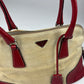 Prada Linen Red Leather Bag SS 1998 - OS