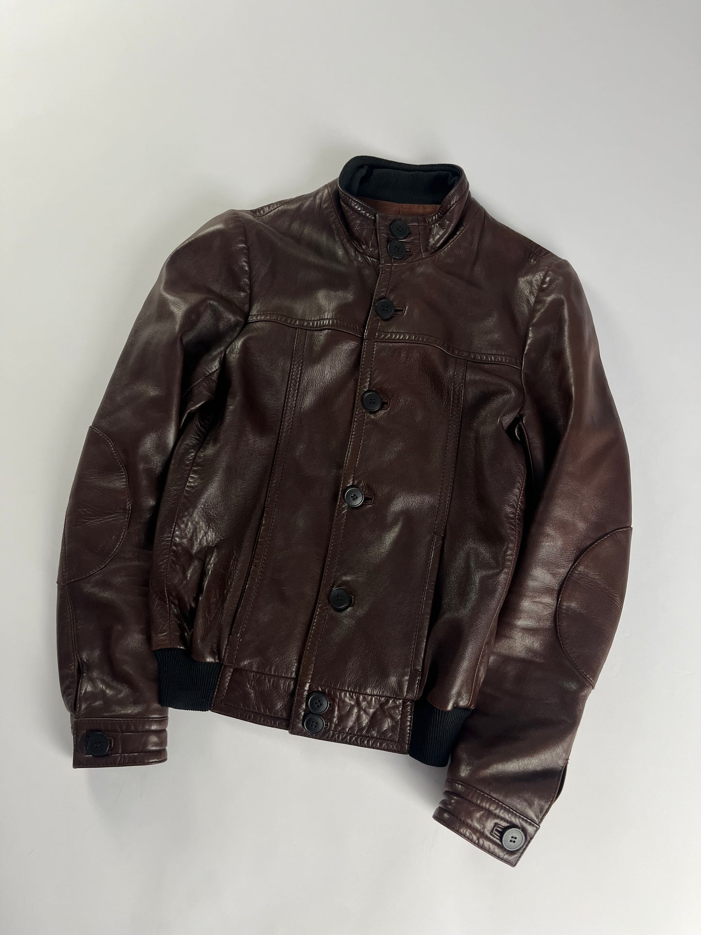 Balenciaga Brown Leather Bomber Jacket SS 2008 - M