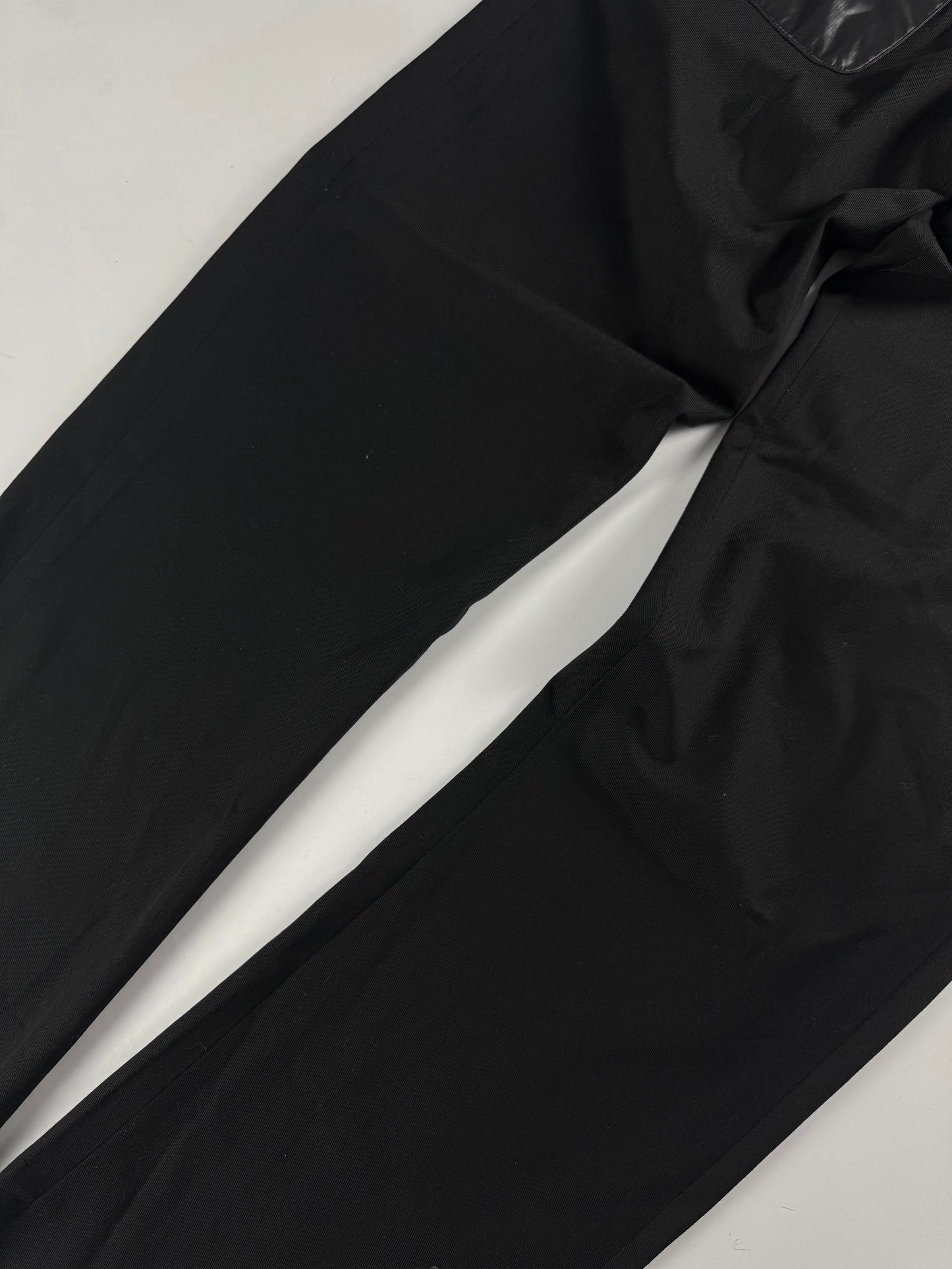 Hermès Sample Black Shiny Nylon Panel Straight Cotton Pants FW 2021 - M