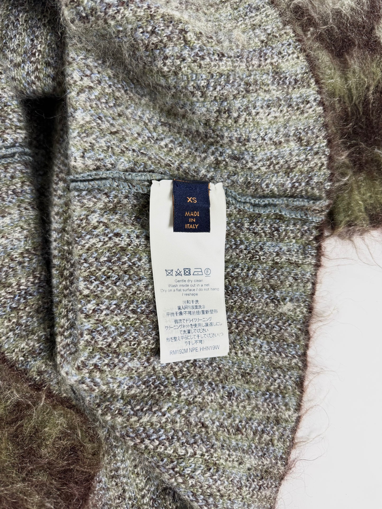 Louis Vuitton Camouflage Mohair Turtleneck Sweater Green Brown Blue Fuzzy FW 2019 - XS