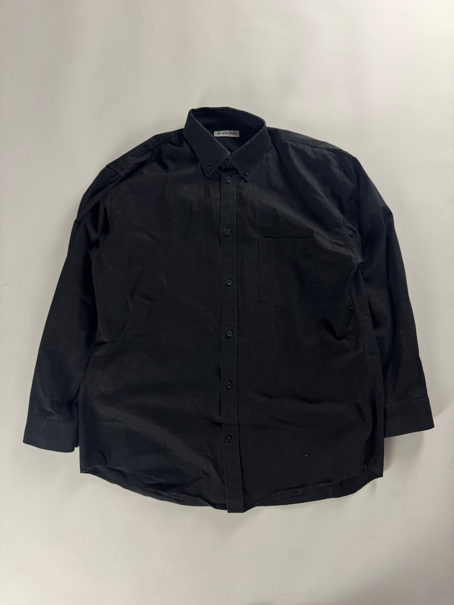 Balenciaga Sample Black Oversized Button Down Shirt - M