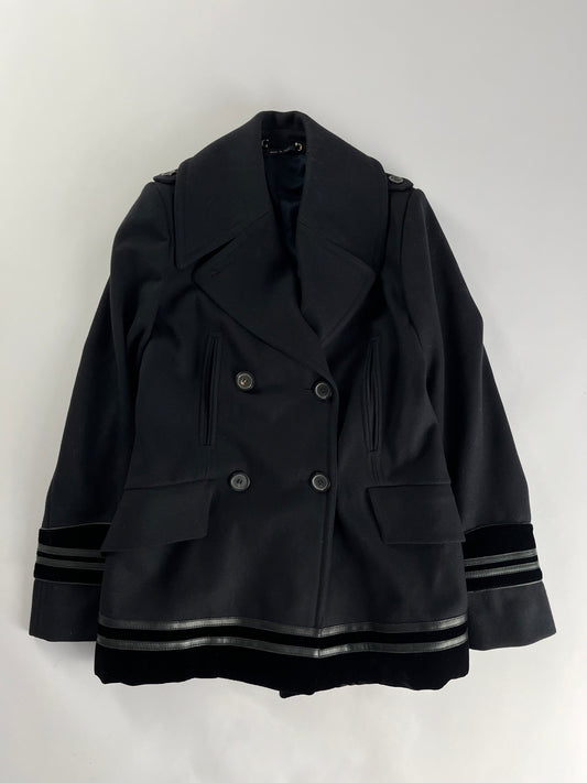 Gucci Leather Trim Wool Peacoat FW 2005 - S