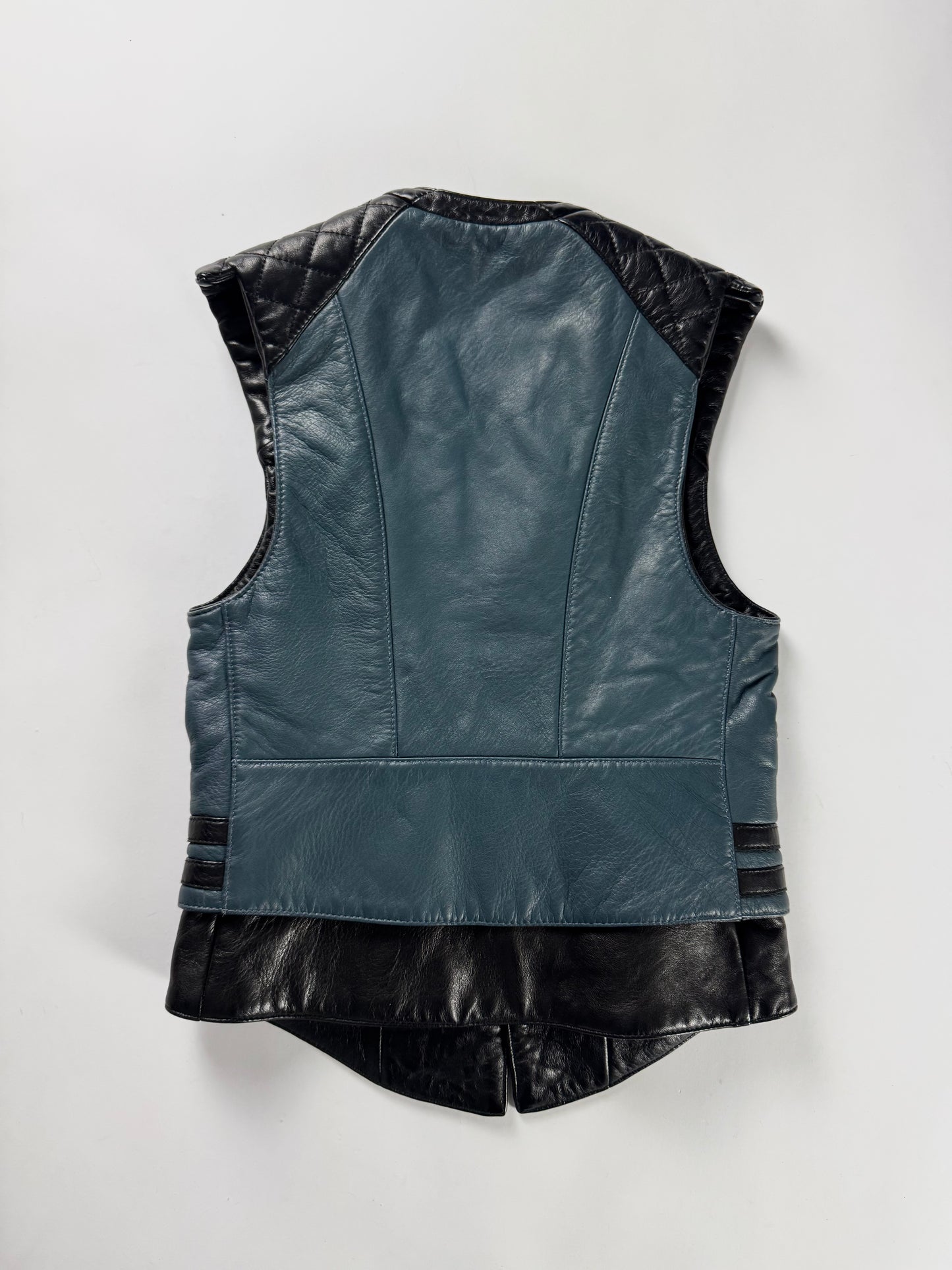 Balenciaga Nicolas Ghesquière Leather Bicolor Quilted Shoulders Vest SS 2011 - S