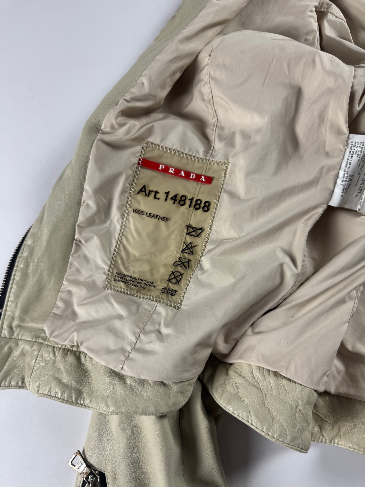 Prada Cream Leather Zipped Moto Jacket FW 2006 - M
