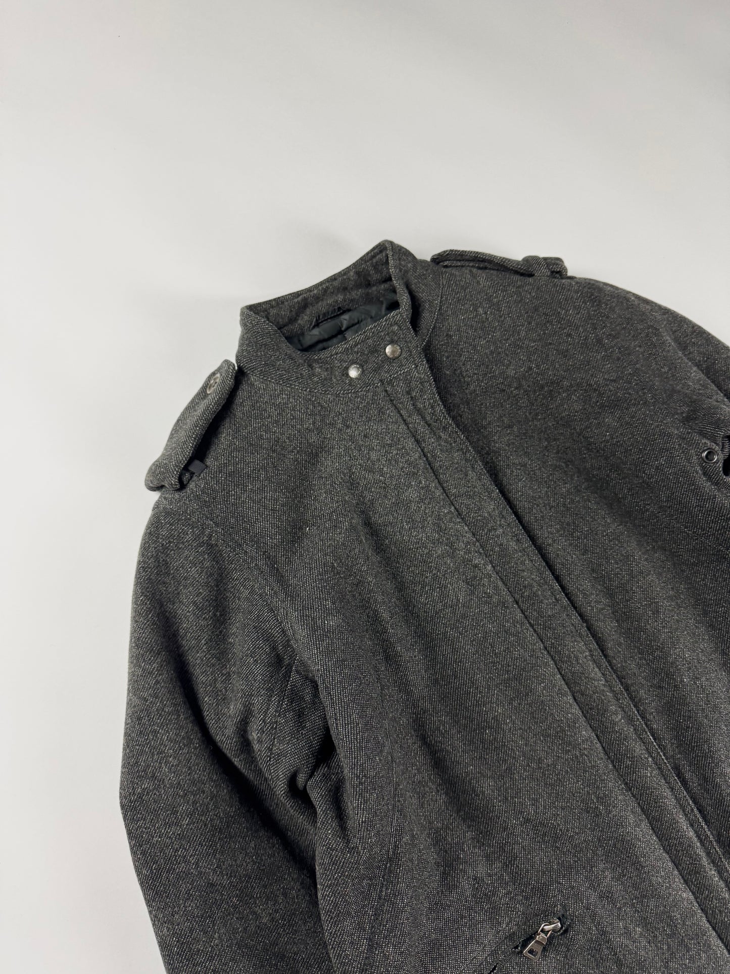 Prada Grey Wool Military Epaulettes Coat FW 1999 - S