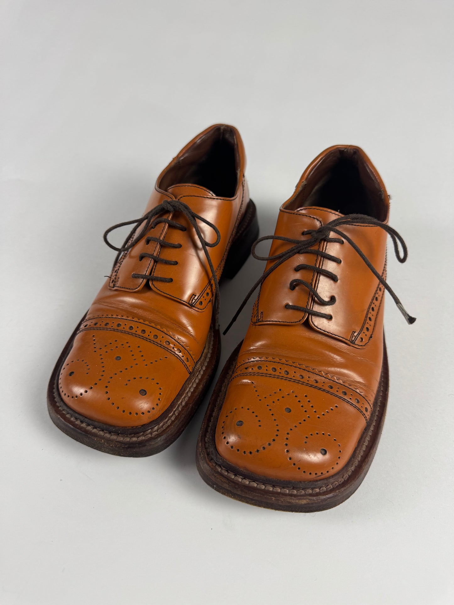 Prada Camel Leather Square Toe Low Shoes FW 1999 - 36 IT/37 EU