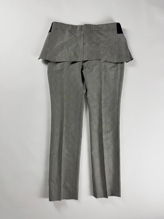 Junya Watanabe Grey Glen Plaid Folded Peplum Waist Straight Leg Skirt Trousers SS 2010 - S